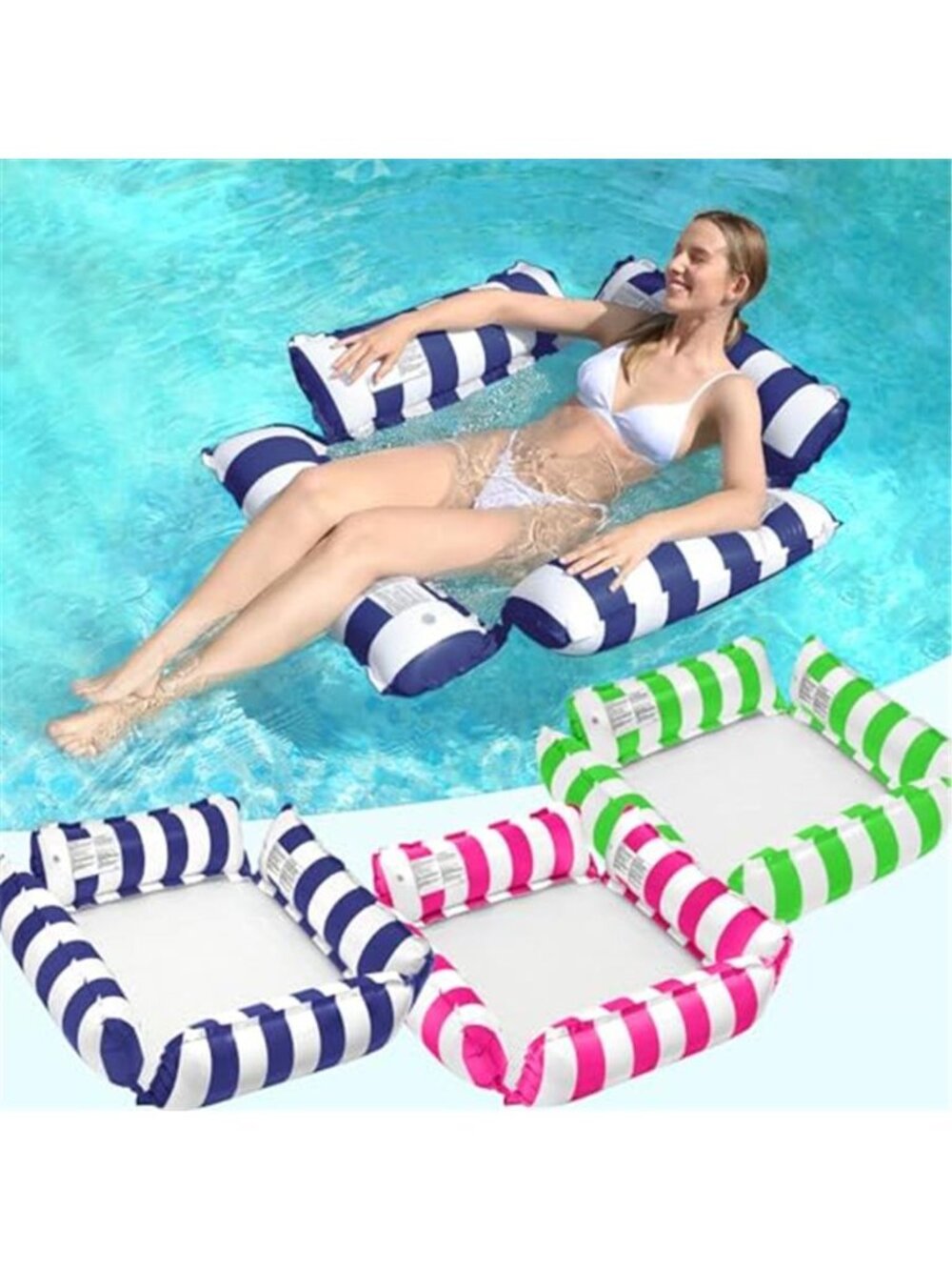 3 Pack Pool Float Hammock Adult Inflatable Chair Lake River Beach Float Raft